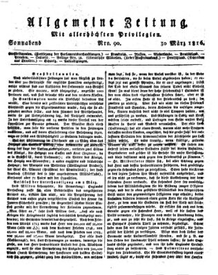 Allgemeine Zeitung Samstag 30. März 1816