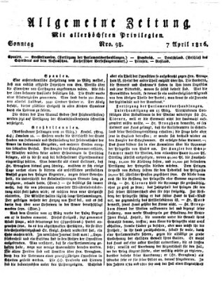 Allgemeine Zeitung Sonntag 7. April 1816