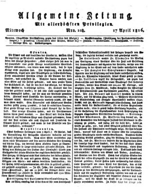 Allgemeine Zeitung Mittwoch 17. April 1816