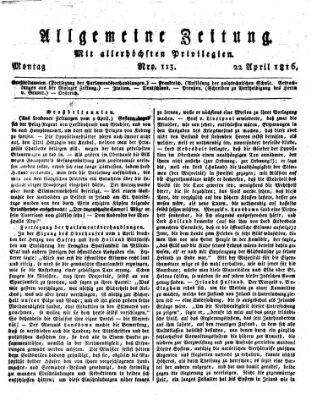 Allgemeine Zeitung Montag 22. April 1816
