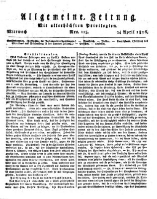 Allgemeine Zeitung Mittwoch 24. April 1816