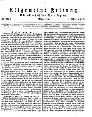 Allgemeine Zeitung Freitag 10. Mai 1816