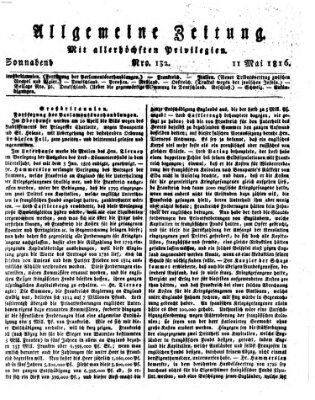 Allgemeine Zeitung Samstag 11. Mai 1816