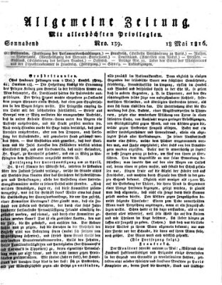 Allgemeine Zeitung Samstag 18. Mai 1816