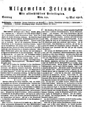 Allgemeine Zeitung Sonntag 19. Mai 1816