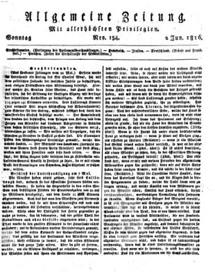 Allgemeine Zeitung Sonntag 2. Juni 1816