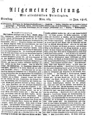 Allgemeine Zeitung Dienstag 11. Juni 1816