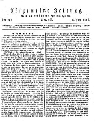 Allgemeine Zeitung Freitag 14. Juni 1816