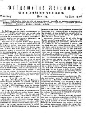 Allgemeine Zeitung Sonntag 23. Juni 1816