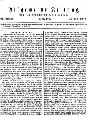 Allgemeine Zeitung Mittwoch 26. Juni 1816