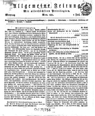 Allgemeine Zeitung Montag 1. Juli 1816