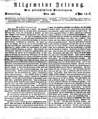 Allgemeine Zeitung Donnerstag 4. Juli 1816