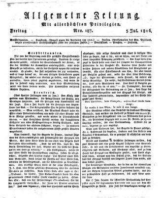 Allgemeine Zeitung Freitag 5. Juli 1816