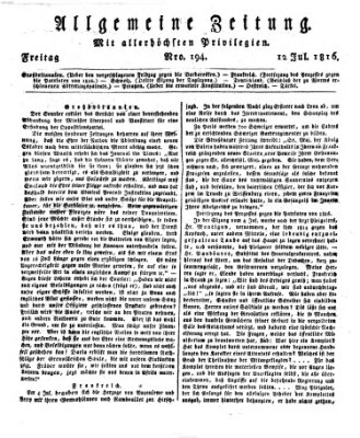 Allgemeine Zeitung Freitag 12. Juli 1816