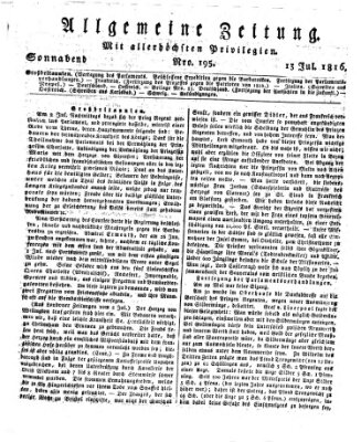 Allgemeine Zeitung Samstag 13. Juli 1816