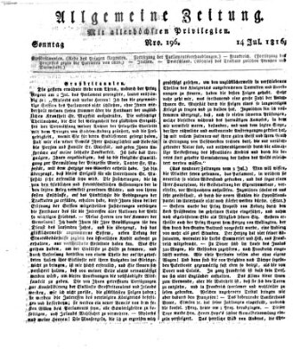 Allgemeine Zeitung Sonntag 14. Juli 1816