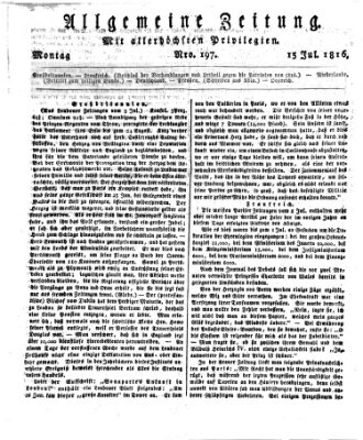 Allgemeine Zeitung Montag 15. Juli 1816