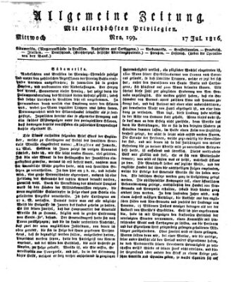 Allgemeine Zeitung Mittwoch 17. Juli 1816