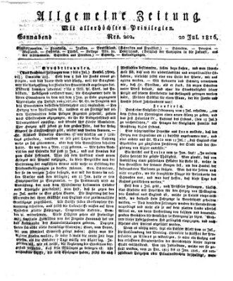 Allgemeine Zeitung Samstag 20. Juli 1816