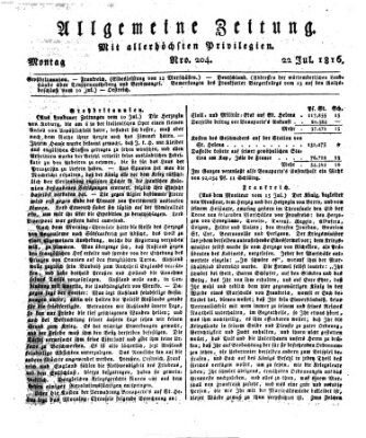 Allgemeine Zeitung Montag 22. Juli 1816