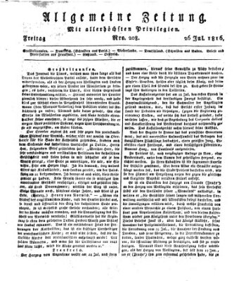 Allgemeine Zeitung Freitag 26. Juli 1816