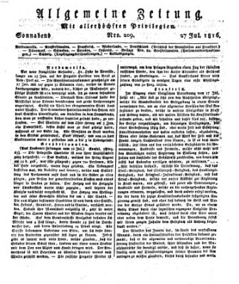 Allgemeine Zeitung Samstag 27. Juli 1816