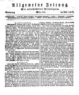 Allgemeine Zeitung Sonntag 28. Juli 1816