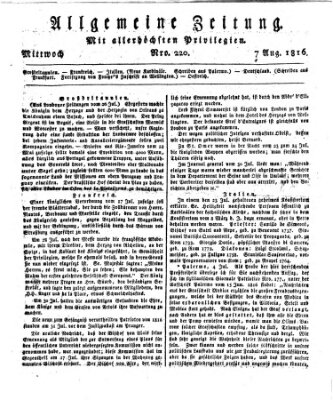 Allgemeine Zeitung Mittwoch 7. August 1816