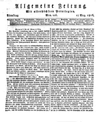 Allgemeine Zeitung Dienstag 13. August 1816