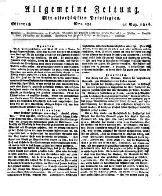 Allgemeine Zeitung Mittwoch 21. August 1816