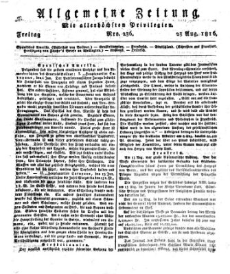 Allgemeine Zeitung Freitag 23. August 1816