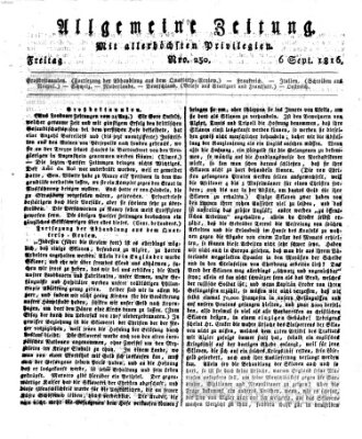 Allgemeine Zeitung Freitag 6. September 1816