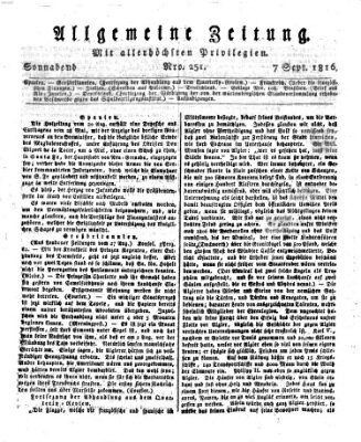 Allgemeine Zeitung Samstag 7. September 1816
