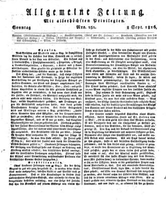 Allgemeine Zeitung Sonntag 8. September 1816