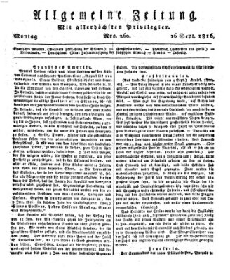 Allgemeine Zeitung Montag 16. September 1816