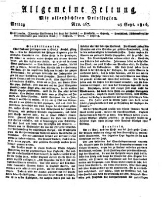 Allgemeine Zeitung Montag 23. September 1816