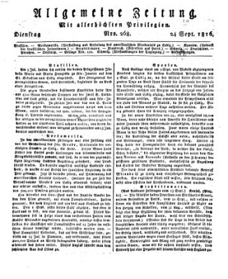 Allgemeine Zeitung Dienstag 24. September 1816