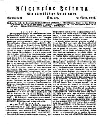 Allgemeine Zeitung Samstag 28. September 1816