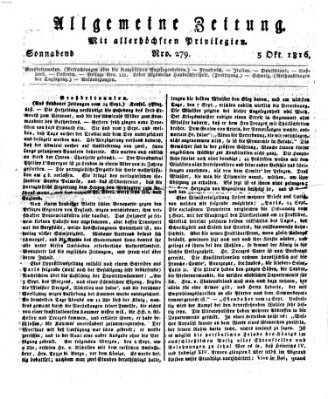 Allgemeine Zeitung Samstag 5. Oktober 1816