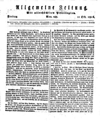 Allgemeine Zeitung Freitag 11. Oktober 1816