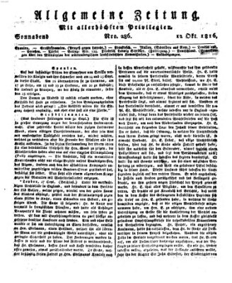 Allgemeine Zeitung Samstag 12. Oktober 1816