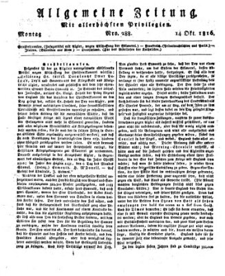 Allgemeine Zeitung Montag 14. Oktober 1816