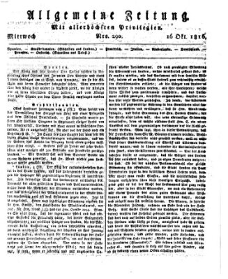 Allgemeine Zeitung Mittwoch 16. Oktober 1816