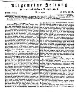 Allgemeine Zeitung Donnerstag 17. Oktober 1816