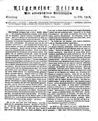 Allgemeine Zeitung Dienstag 29. Oktober 1816