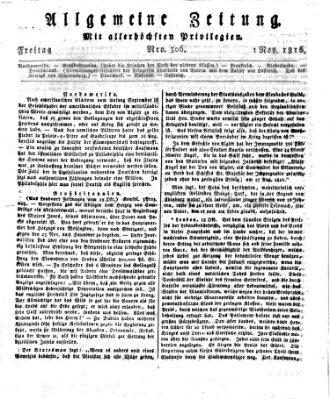 Allgemeine Zeitung Freitag 1. November 1816