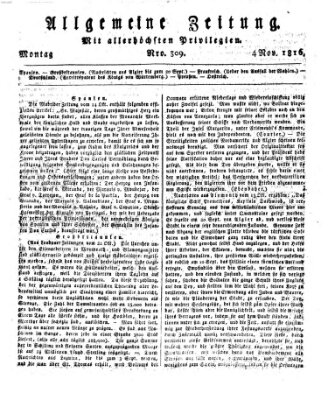 Allgemeine Zeitung Montag 4. November 1816