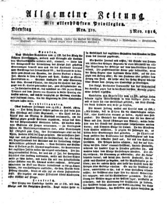 Allgemeine Zeitung Dienstag 5. November 1816