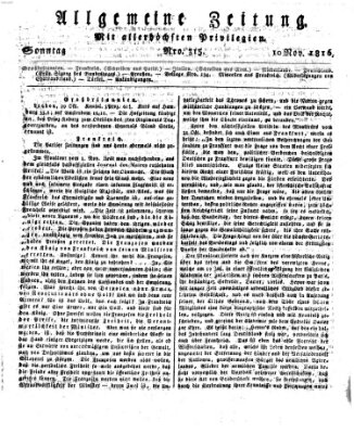 Allgemeine Zeitung Sonntag 10. November 1816