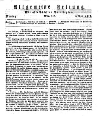 Allgemeine Zeitung Montag 11. November 1816